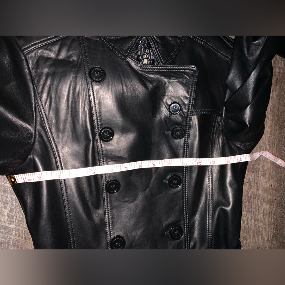 NWT Burberry London Black Double-Breasted Leather Trench Coat US.4 - Picture 13 of 13
